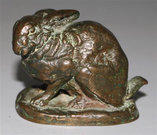 A bronze hare - Barye